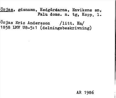 Bild på arkivkortet för arkivposten Örjas