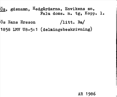 Bild på arkivkortet för arkivposten Ös