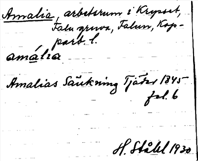 Bild på arkivkortet för arkivposten Amalia