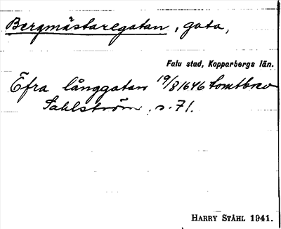 Bild på arkivkortet för arkivposten Bergmästaregatan