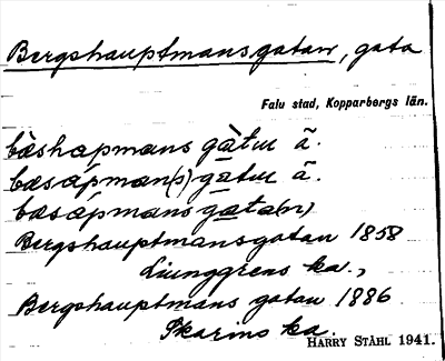 Bild på arkivkortet för arkivposten Bergshauptmansgatan