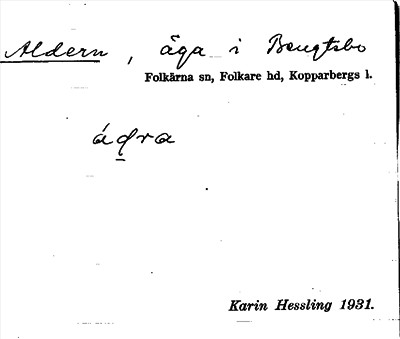 Bild på arkivkortet för arkivposten Aldern