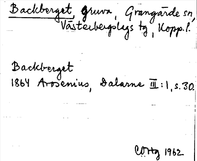 Bild på arkivkortet för arkivposten Backberget