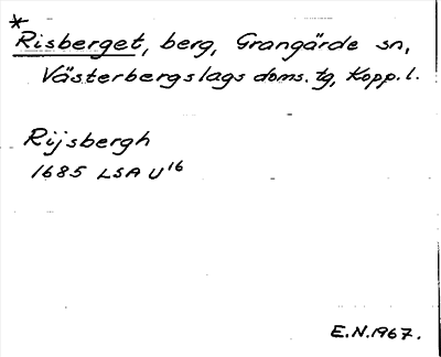 Bild på arkivkortet för arkivposten *Risberget