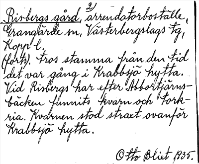 Bild på arkivkortet för arkivposten Risbergs gård