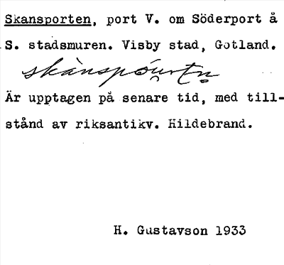 Bild på arkivkortet för arkivposten Skansporten