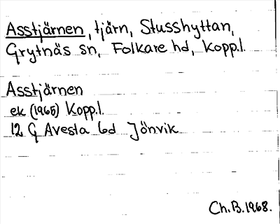 Bild på arkivkortet för arkivposten Asstjärnen