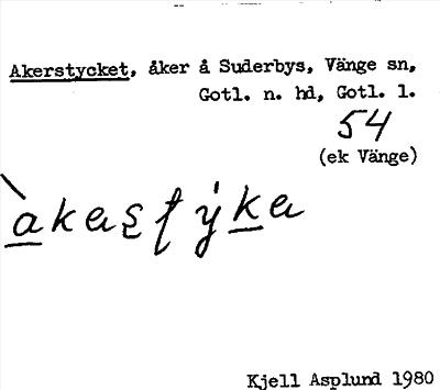 Bild på arkivkortet för arkivposten Akerstycket