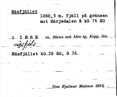 Bild på arkivkortet för arkivposten Näsfjället