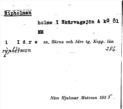 Bild på arkivkortet för arkivposten Ripholmen