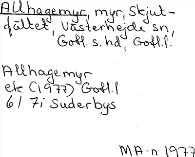 Bild på arkivkortet för arkivposten Allhagemyr