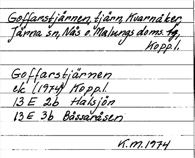 Bild på arkivkortet för arkivposten Goffarstjärnen