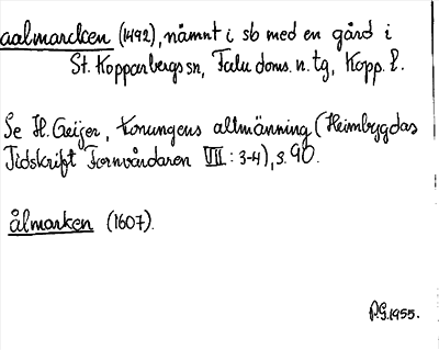 Bild på arkivkortet för arkivposten aalmarcken