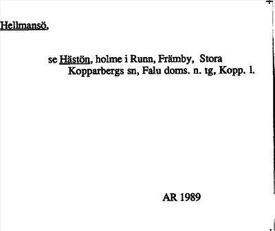 Bild på arkivkortet för arkivposten Hellmansö, se Hästön