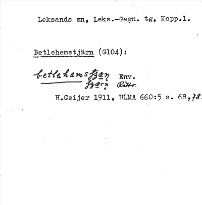Bild på arkivkortet för arkivposten Betlehemstjärn