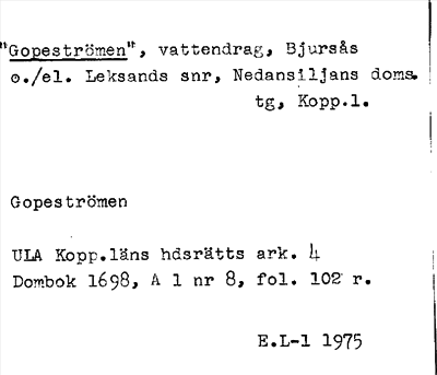 Bild på arkivkortet för arkivposten »Gopeströmen»