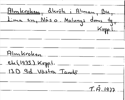 Bild på arkivkortet för arkivposten Almkroken