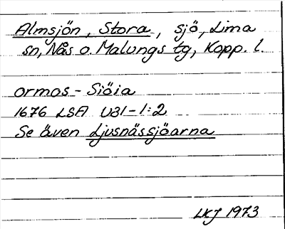 Bild på arkivkortet för arkivposten Almsjön, Stora