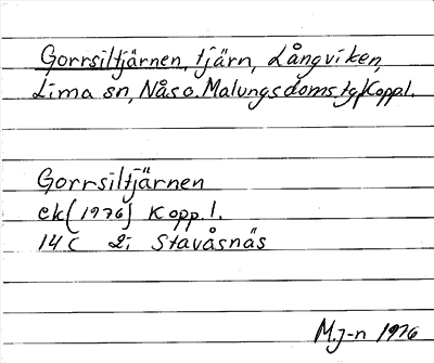 Bild på arkivkortet för arkivposten Gorrsiltjärnen