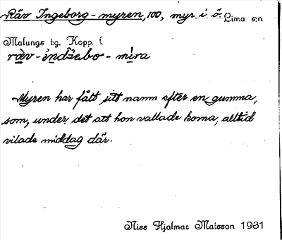 Bild på arkivkortet för arkivposten Räv Ingeborg-myren