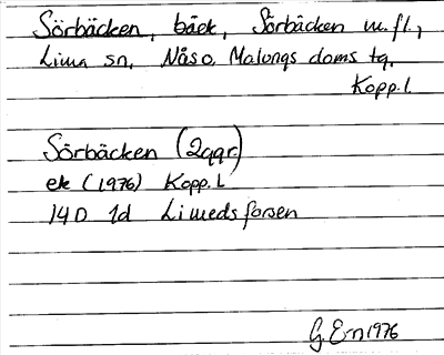 Bild på arkivkortet för arkivposten Sörbäcken