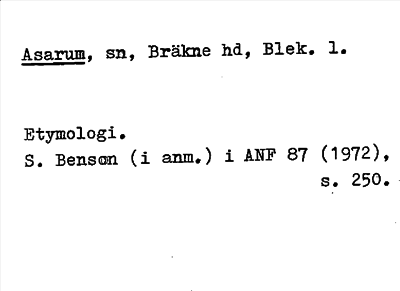 Bild på arkivkortet för arkivposten Asarum