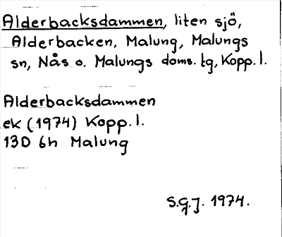 Bild på arkivkortet för arkivposten Alderbacksdammen