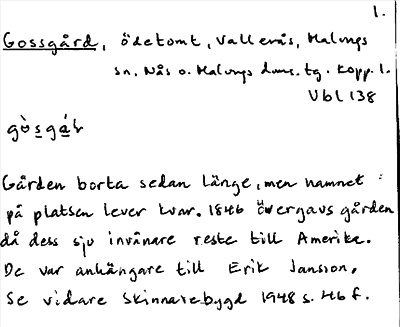 Bild på arkivkortet för arkivposten Gossgård