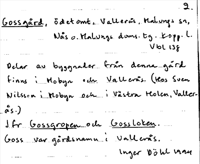 Bild på arkivkortet för arkivposten Gossgård