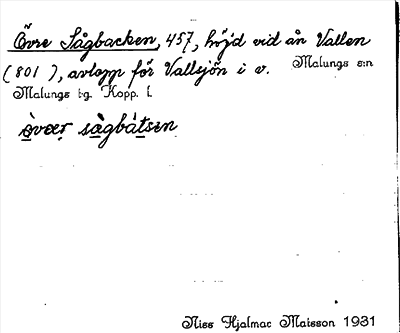 Bild på arkivkortet för arkivposten Övre Sågbacken