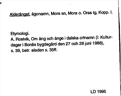 Bild på arkivkortet för arkivposten Alderänget