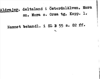 Bild på arkivkortet för arkivposten Aldrajer