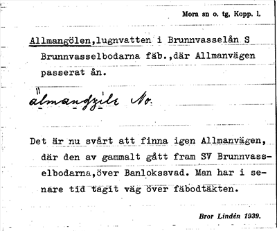 Bild på arkivkortet för arkivposten Allmangölen