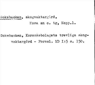 Bild på arkivkortet för arkivposten Goksbacken