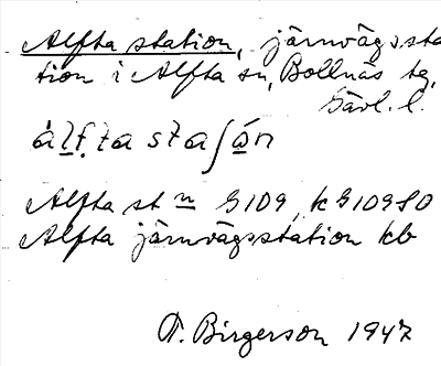 Bild på arkivkortet för arkivposten Alfta station
