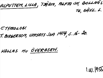 Bild på arkivkortet för arkivposten Alputten, Lilla
