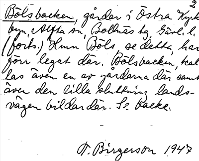 Bild på arkivkortet för arkivposten Bölsbacken