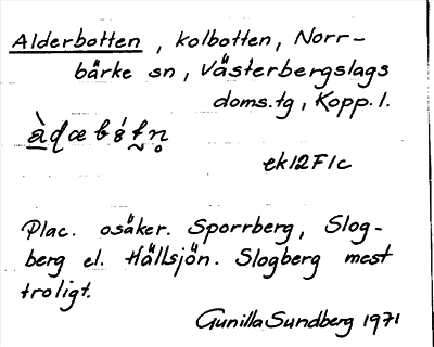 Bild på arkivkortet för arkivposten Alderbotten