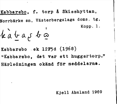 Bild på arkivkortet för arkivposten Kabbarsbo