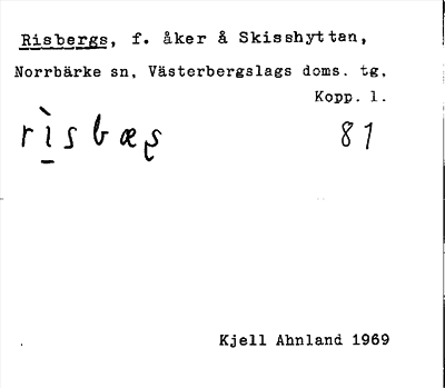 Bild på arkivkortet för arkivposten Risbergs