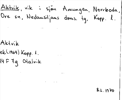 Bild på arkivkortet för arkivposten Aktvik