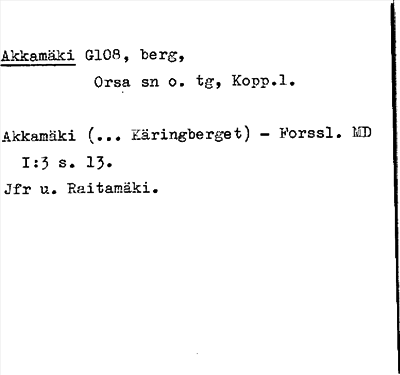 Bild på arkivkortet för arkivposten Akkamäki