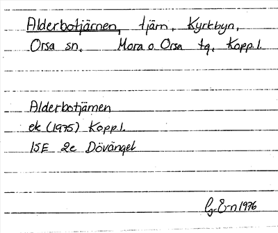 Bild på arkivkortet för arkivposten Alderbotjärnen