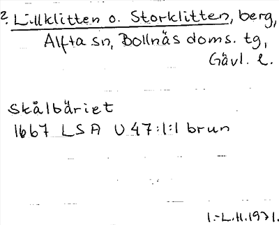 Bild på arkivkortet för arkivposten ?Lillklitten o, Storklitten