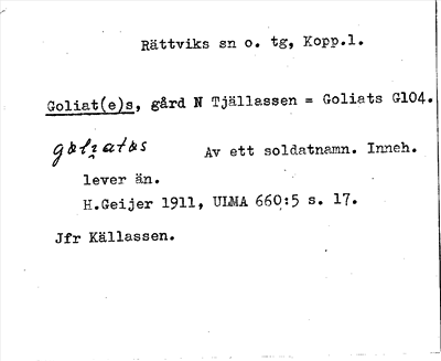 Bild på arkivkortet för arkivposten Goliat(e)s