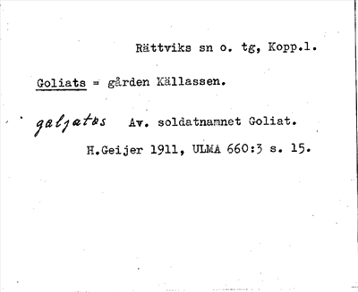 Bild på arkivkortet för arkivposten Goliats