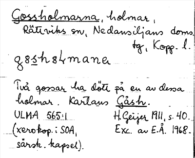 Bild på arkivkortet för arkivposten Gossholmarna