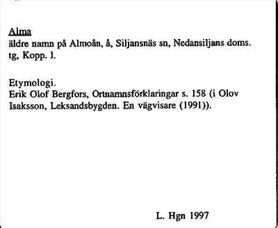 Bild på arkivkortet för arkivposten Alma