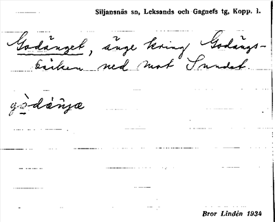 Bild på arkivkortet för arkivposten Godänget