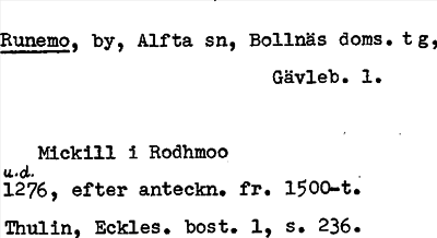 Bild på arkivkortet för arkivposten Runemo